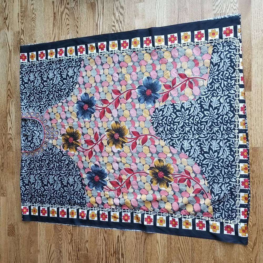 (OS) TRUE ROCK Floral Paisley Print Poncho ❤ Beautiful ❤ Abstract Kaftan Beach